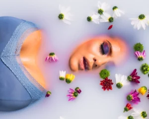 Milk bath with flowers