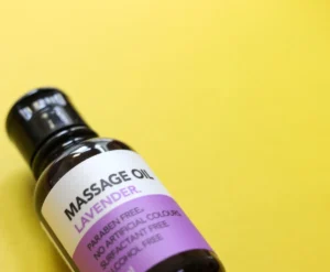 A bottle of Lavender Massage Oil
